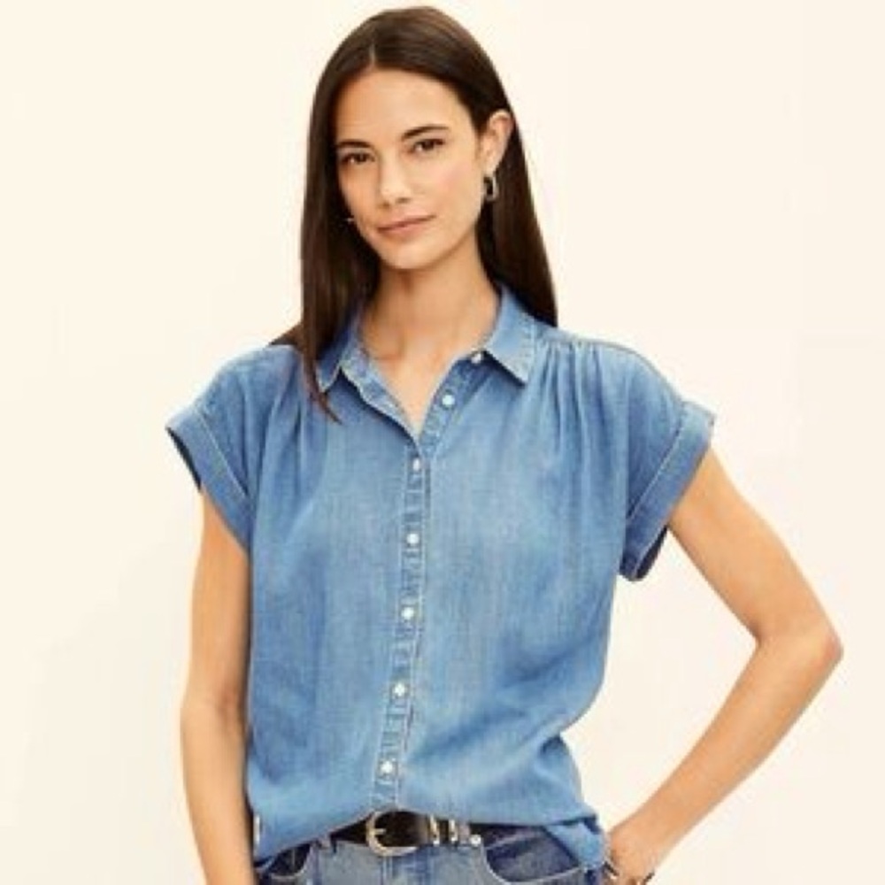 Loft Soft Denim Button-up Blouse